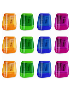 Set de 12 Sacapuntas Manuales Yuntop Doble Agujero Plástico