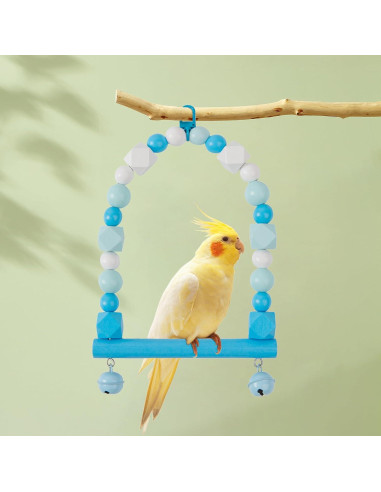 Columpio de Madera para Aves HASSLICKIT Azul 19.5x16cm