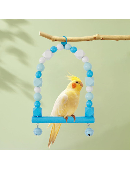 Columpio de Madera para Aves HASSLICKIT Azul 19.5x16cm Columpio de Madera para Aves HASSLICKIT Azul 19.5x16cm