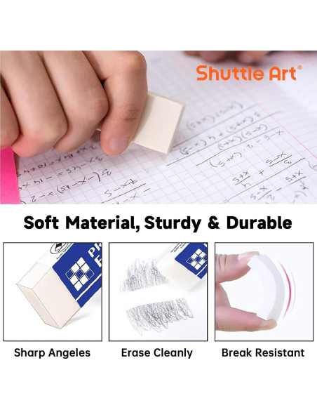 Borradores Shuttle Art 72 Piezas Blancos para Aula y Oficina