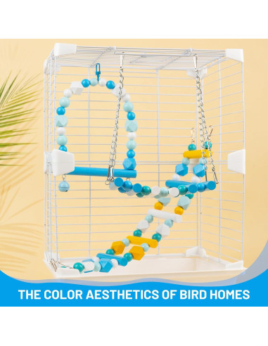 Columpio de Madera para Aves HASSLICKIT Azul 19.5x16cm