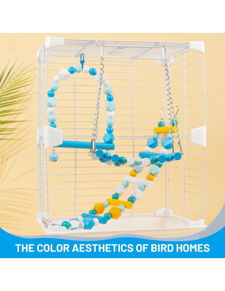 Columpio de Madera para Aves HASSLICKIT Azul 19.5x16cm Columpio de Madera para Aves HASSLICKIT Azul 19.5x16cm