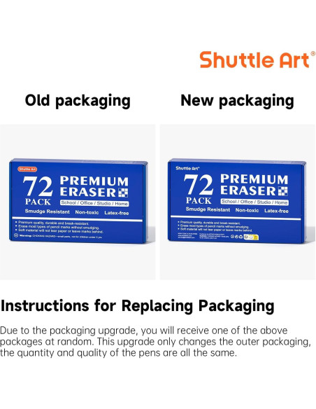 Borradores Shuttle Art 72 Piezas Blancos para Aula y Oficina