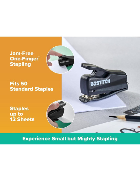 Grapadora Mini Nano Bostitch, Negro, Paquete de 2 Unidades