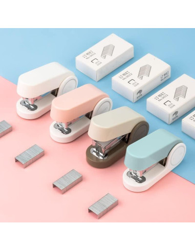 Grapadora Mini Urradia Blanca para 20 Hojas con 830 Grapas