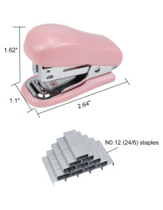 Grapadora Mini Aacehlh Rosa con 750 Grapas y Removedor 2