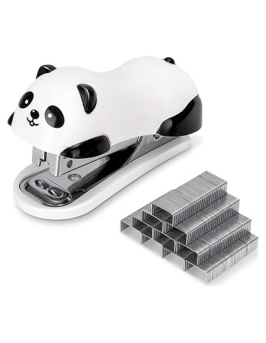 Grapadora Mini Deli Panda con 1000 Grapas No. 10 y Removedor