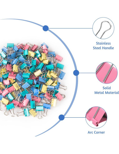 120 Mini Clips de Carpeta OWLKELA 15mm Multicolor Resistente