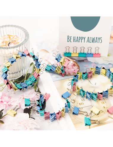 120 Mini Clips de Carpeta OWLKELA 15mm Multicolor Resistente