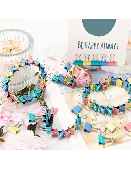 120 Mini Clips de Carpeta OWLKELA 15mm Multicolor Resistente