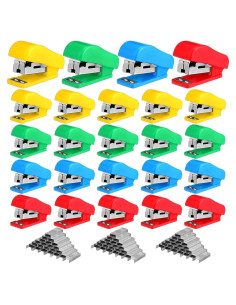 Grapadora Mini Fainne Portátil Multicolor 24 Pcs 4 Colores