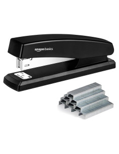 Grapadora Amazon Basics Negra con 1000 Grapas, 25 Hojas