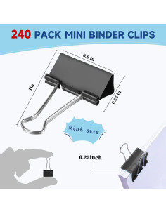 240 Clips de Carpeta Negros JIURUN 15mm Reutilizables 2