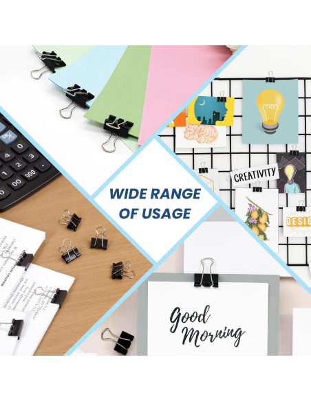 240 Clips de Carpeta Negros JIURUN 15mm Reutilizables