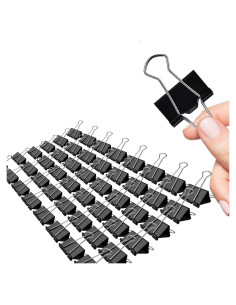Clip de carpeta mediano Makanu 3.18 cm negro paquete 48