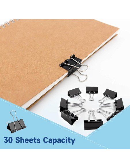 240 Clips de Carpeta Negros JIURUN 15mm Reutilizables