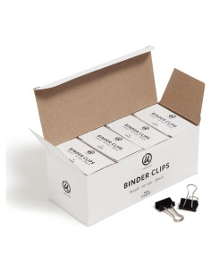 Clips de Carpeta U Brands 19 mm, 144 Unidades, Acero Negro