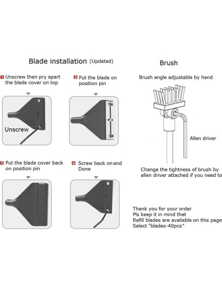 Limpiador de Acuario QANVEE 66 cm con 10 Cuchillas Inoxidable