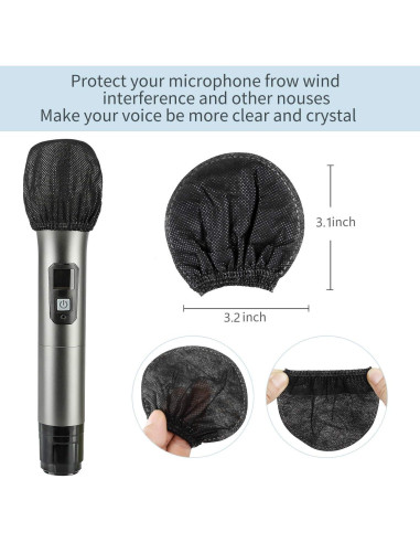 200 Cubiertas Desechables para Micrófono Mano Tela No Tejida