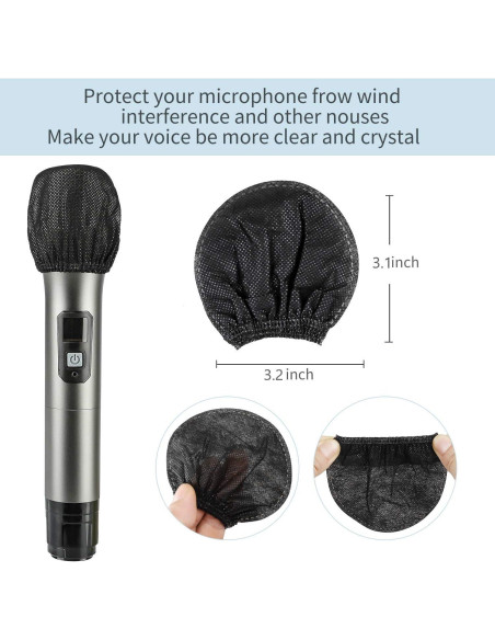 200 Cubiertas Desechables para Micrófono Mano Tela No Tejida