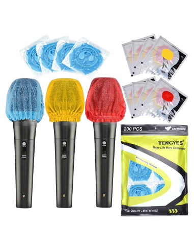 200 Cubiertas Desechables para Micrófono Tela No Tejida Multicolor