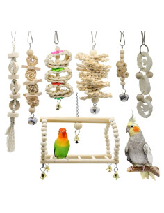 Juguetes para Aves Deloky 7 Piezas Masticables y Columpios