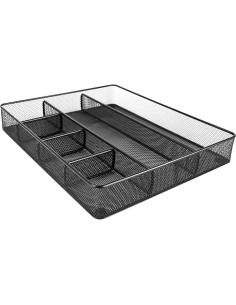 Organizador de Cajón de Escritorio Amazon Basics, Malla Negra, 6 Compartimentos 2