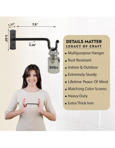 Soportes para Plantas RTZEN - Ganchos de Hierro Forjado Negros 2