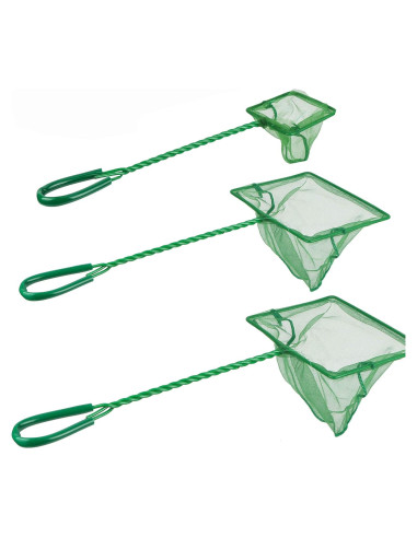 Conjunto de 3 Redes de Acuario DAGUANZHI Nylon Verde 7.62-15.24cm