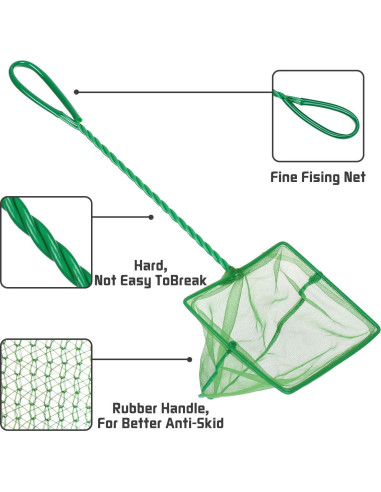 Conjunto de 3 Redes de Acuario DAGUANZHI Nylon Verde 7.62-15.24cm