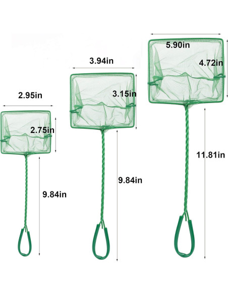 Conjunto de 3 Redes de Acuario DAGUANZHI Nylon Verde 7.62-15.24cm