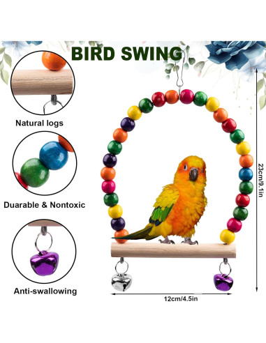 Juguetes para Aves 7 Piezas JINJINANV - Columpios y Escalera 20 cm