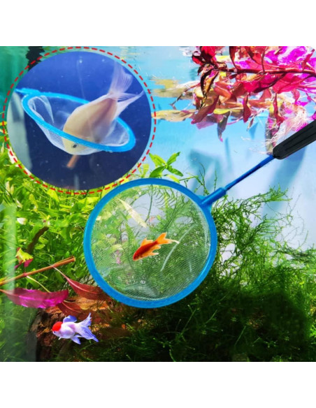 10 Piezas Red de Limpieza Acuario Baihui 25cm Nylon Azul