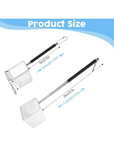 Red de Acuario Pequeña Cuadrada LIQWEI con Mango Extensible