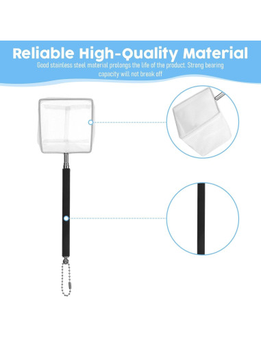 Red de Acuario Pequeña Cuadrada LIQWEI con Mango Extensible