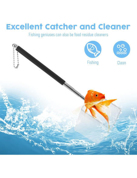 Red de Acuario Pequeña Cuadrada LIQWEI con Mango Extensible