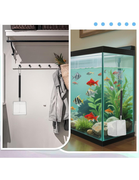 Red de Acuario Pequeña Cuadrada LIQWEI con Mango Extensible