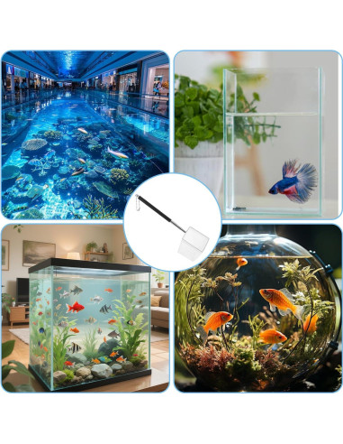 Red de Acuario Pequeña Cuadrada LIQWEI con Mango Extensible