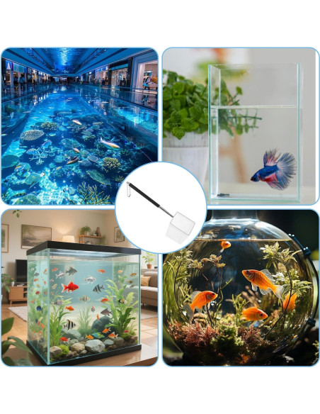 Red de Acuario Pequeña Cuadrada LIQWEI con Mango Extensible