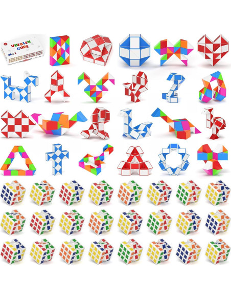 Set 24 Mini Cubos Fidget Vdealen - 12 Cubos 3x3 y 12 Cubos Serpiente