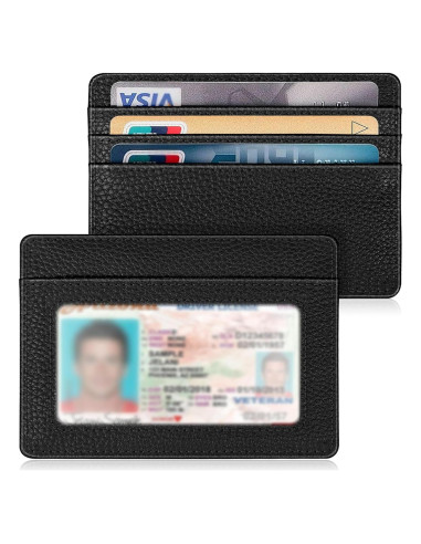 Billetera delgada Fintie con bloqueo RFID, 4 ranuras, negra