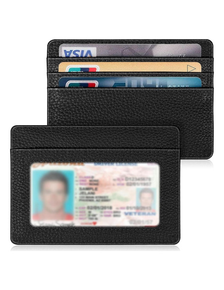 Billetera delgada Fintie con bloqueo RFID, 4 ranuras, negra
