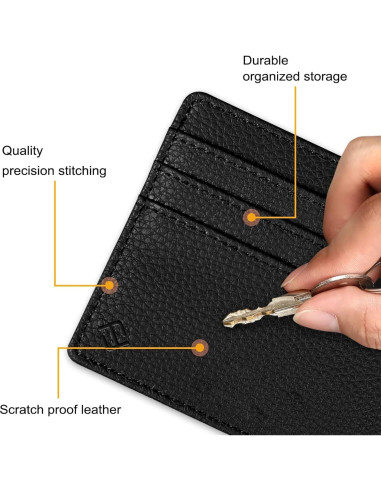 Billetera delgada Fintie con bloqueo RFID, 4 ranuras, negra