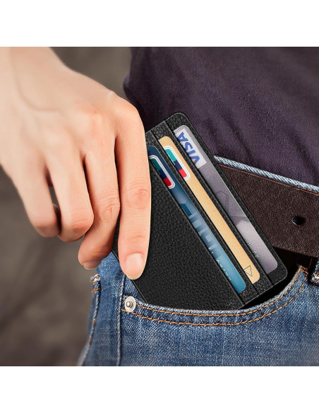 Billetera delgada Fintie con bloqueo RFID, 4 ranuras, negra