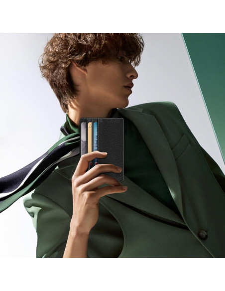 Billetera delgada Fintie con bloqueo RFID, 4 ranuras, negra