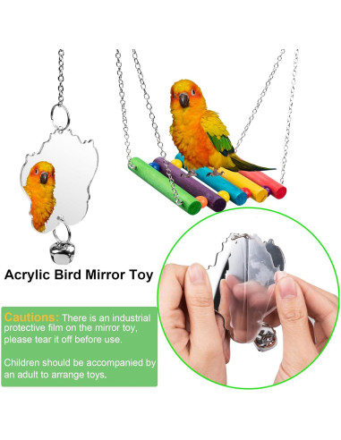 Juguetes para Aves 7 Piezas JINJINANV - Columpios y Escalera 20 cm