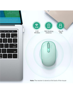 Ratón Inalámbrico TECKNET Verde Menta 2.4G 800/1200/1600 DPI 2