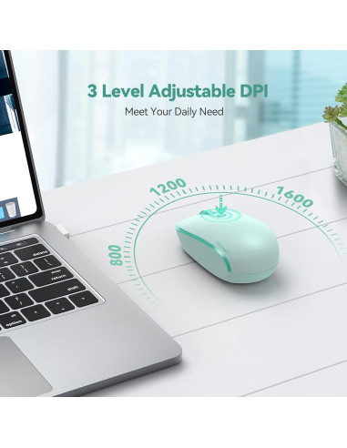 Ratón Inalámbrico TECKNET Verde Menta 2.4G 800/1200/1600 DPI