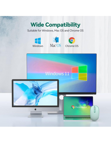 Ratón Inalámbrico TECKNET Verde Menta 2.4G 800/1200/1600 DPI