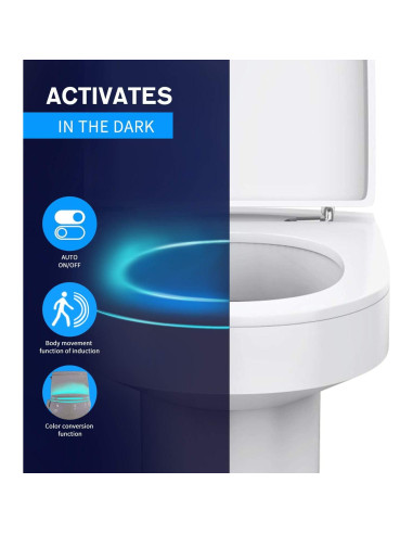 Luz Nocturna para Inodoro Aanrasey LED 8 Colores Sensor Movimiento